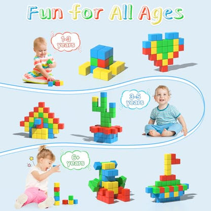 Large Magnetic Blocks,56PCS 1.34in 3D Building Cubes for Kids Ages 3+ - style: 56PCS（1.34in）
