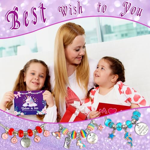 Charm Bracelet/Jewelry Making Kits for Kids Girls,Unicorn Birthday Gifts,Arts Crafts Toys for 5 6 7 8 9 12 Years Old Girls - size: Small