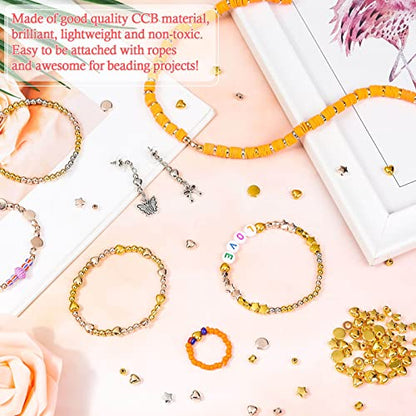 selizo 2160 Pieces Gold Spacer Beads Set, Assorted Bracelet Beads for DIY Jewelry Making(Gold, Sliver, Rose Gold, KC Gold)