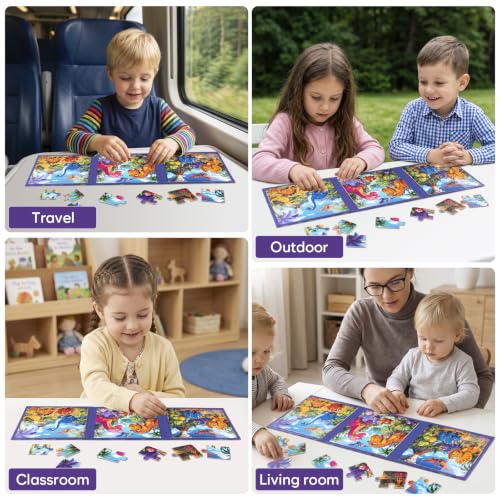 Biarek Dinosaur Magnetic Puzzles for Kids 3-5, 37-Piece Travel Set - color: Dinosaur - 37 Pieces
