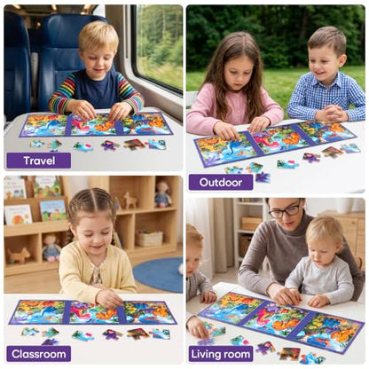 Biarek Dinosaur Magnetic Puzzles for Kids 3-5, 37-Piece Travel Set - color: Dinosaur - 37 Pieces