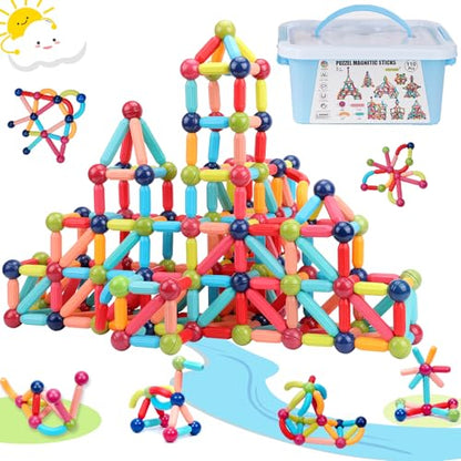 COUOMOXA Magnetic Building Blocks STEM for Kids: Educational Magnetic Set for 6-9+Years Old for Boys Girls - Construction Toys for Early Development Learning for Kids - style: 110 PCS