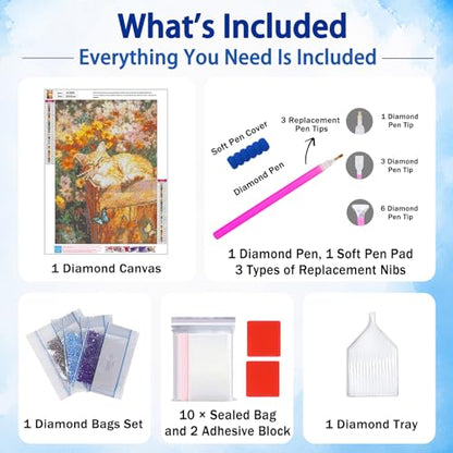 AUKELHJ Diamond Art Kits for Adults, Cat Diamond Painting, 12x16 Inch - color: 08-Cat, size: 12X16 inch