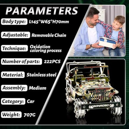 3D Metal Model Kits Mechanical Iron Blood Car Camouflage Home Decor - color: A1-blood
