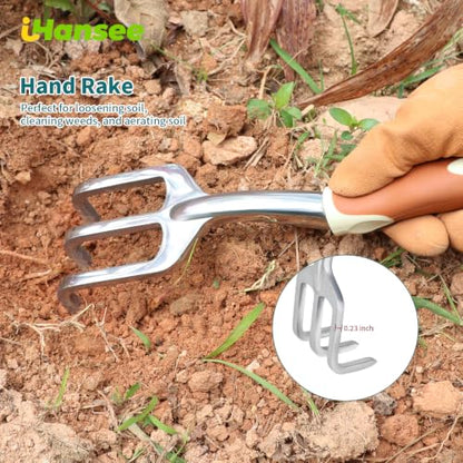 Brown Garden Tool Sets, Aluminum Gardening Hand Tool Kit 4-Piece - color: brown-4pcs