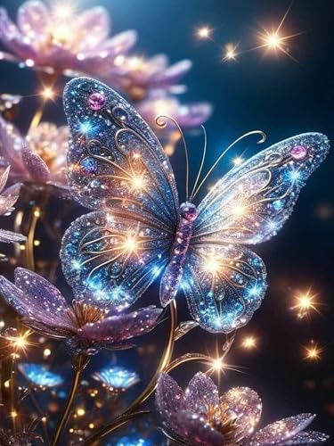 Ekuxom 5D Butterfly Diamond Art Kits for Adults-Diamond Painting - color: Light and Butterfly