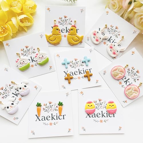 Easter Polymer Clay Cutters Set - 12pcs Sharp & Durable Bunny, Chick, Ice Cream & Egg Shapes for DIY Earring Jewelry Making, Soft Clay Crafts & Spring Holiday Supplies - color: 2K color
