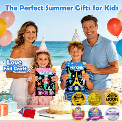 FUNNYB&G Foil Art Craft Kit for Kids, Sparkly Birthday Gift Toy for Kids - style: Building