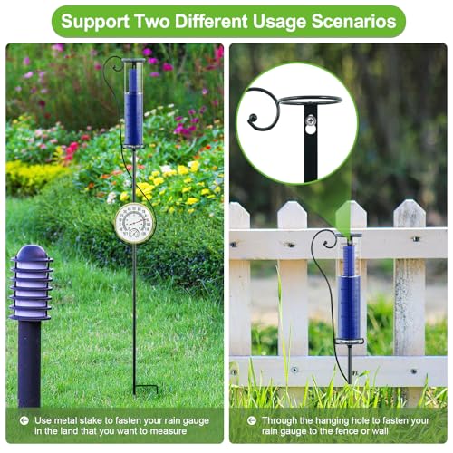 Circrane Rain Gauge Outdoor,Accurate Measure Tube with Metal Stake, Easy to Read Large Number for Backyard