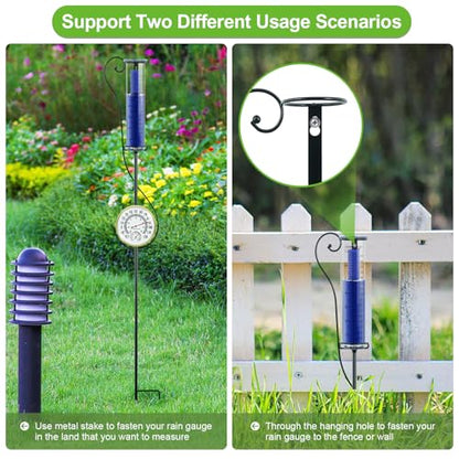 Circrane Rain Gauge Outdoor,Accurate Measure Tube with Metal Stake, Easy to Read Large Number for Backyard