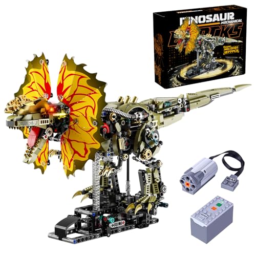 HJPLPXH Mechanical Dilophosaurus Building Blocks Set–Collectible Dino Model - style: Motor Dilophosaurus