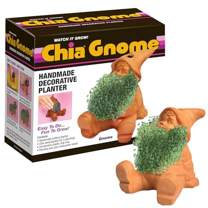 Chia Pet Gnome with Seed Pack, Decorative Pottery Planter, Easy to Do and Fun to Grow, Novelty Gift, Perfect for Any Occasion - style: Gnome
