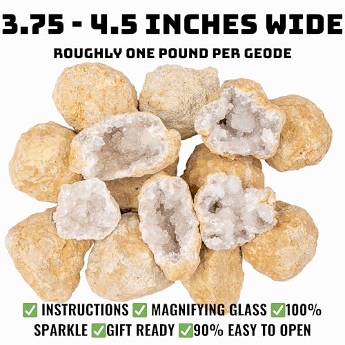 TruEnergy Break Your Own Geodes Kit – 3 to 4 Real Geodes 3.5"–4.5", 90% Hollow Rate, Crack Open & Discover Crystals – STEM Geology Rock Kit, Science Gift for Kids Ages 6+, Party Favors XL - size: X-Large (3.5"-4.5")