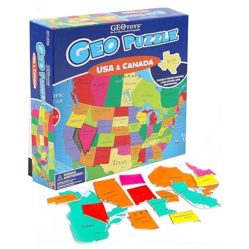GeoPuzzle USA & Canada Jigsaw Puzzles, 69 Pc Puzzle for Kids Ages 6 & Up - color: 1 Set-usa & Canada