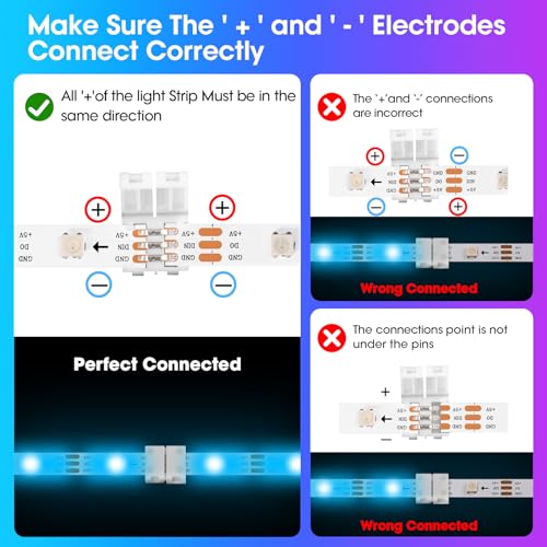 WENHSIN 10Packs 3-Pin RGB LED Light Strip Connectors 8mm Unwired Gapless Solderless Adapter Terminal Extension - size: 8MM-3PIN