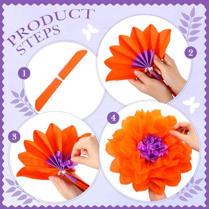 Gejoy 20 Pcs Tissue Paper Flowers for Wall, 3D Pom Poms, Mexican - color: Bright Color