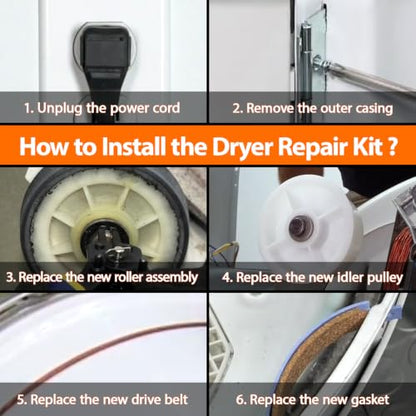 303373K Dryer Roller repair Kit Fit for May-tag Atlantis Neptune Dryer Parts MDE7600AYW MDE9206AYW MDG4000BWW MDG5500AWW MDE4000AYW MDE6400AYW MDE5500AYW MDE7400AYW MDE3000AWW MDE2500AYW MDE3000AYW