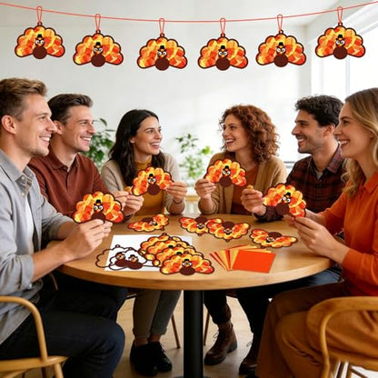 Qyeahkj 36 Set Thanksgiving Turkey Suncatchers Crafts for DIY Fall Window Tissue Paper Craft Kit Autumn Hanging Decor for Harvest Home Activity Art Project Birthday Party Favor Gift - style: Thanksgiving Turkey