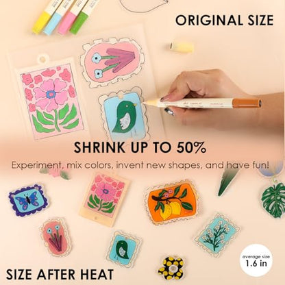 Grabie Shrink Art Craft Kit of 25+ Shapes, Markers & Charms, Bloom Post - color: Bloom Post - For Art Lovers