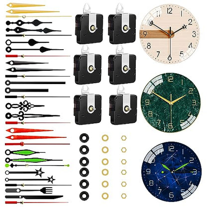 6 PCS High Torque Quartz Clock Movement Mechanism Replacement Clock Kit with 10 Different Pairs of Hands Clock for DIY Repair Clock Parts Shaft Lengths 12mm 15.5mm 21.5mm (Style 2) - color: Style 2