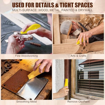 90PCS Premium Micro Detail Sander Kit, Updated 3-in-1 Mini Hand Sanding Block, 60-400 Grit Sandpaper for Wood Crafts, Tight Spaces, and DIY Polishing Projects