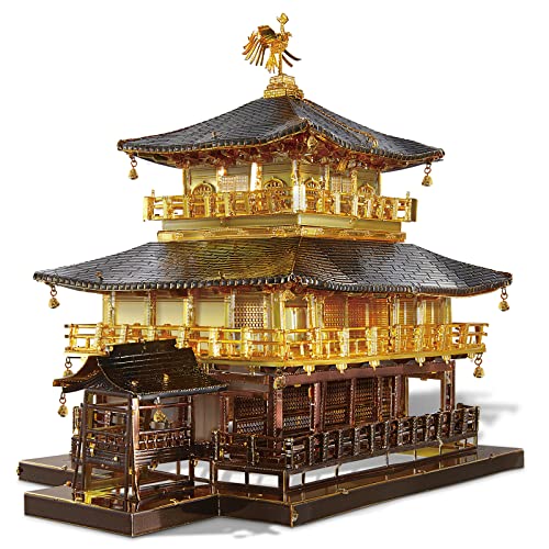 Piececool 3D Metal Model Kits for Adults, Kinkaku-ji Golden Pavilion Model Building Kits, Challenging 3D Puzzles for Stress Relief DIY Craft Kits - style: Kinkaku-ji