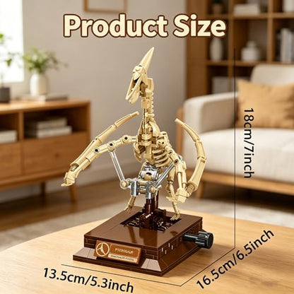 DRZYJ Pterosaur Dinosaur Fossil Building Set, 188Pcs Movable Pteranodon Skeleton Model Kit with Museum Display Stand, Educational Flying Dinosaur Toy for Kids 8+, Ideal Gift for Dinosaur Fans - style: Pterosaur