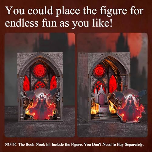 MiniCity Throne of Blood Book Nook Kit, DIY Wooden Bookshelf Model with LED - color: Throne of Blood