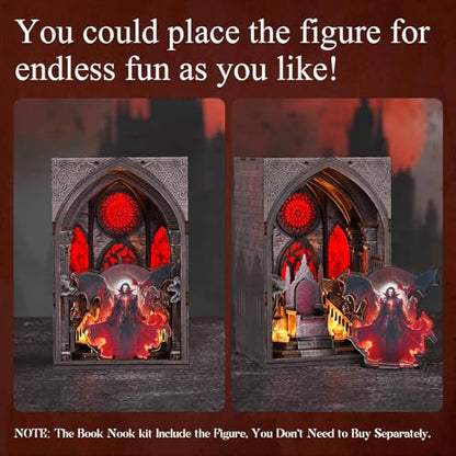 MiniCity Throne of Blood Book Nook Kit, DIY Wooden Bookshelf Model with LED - color: Throne of Blood