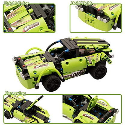 GAMZOO STEM Building Toys for Kids with 2-in-1 Remote Control Racer Snap Together Engineering Kits Early Learning Racecar Building Blocks - Best Gift for 6 7 8 9＋Year Old Boys and Girls - color: Green