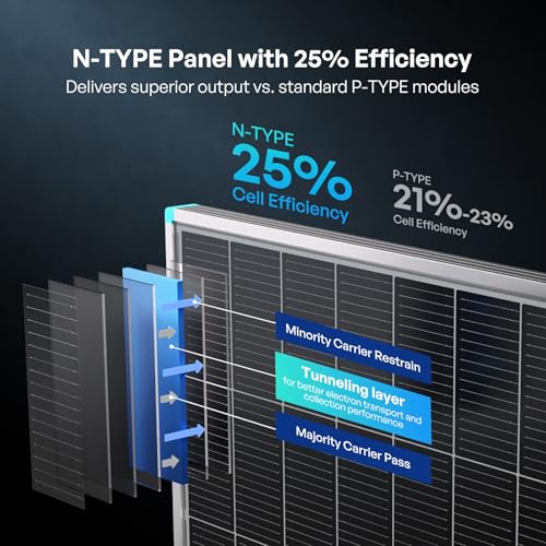 Renogy 200W Solar Panel N-Type, 16BB 25% High-Efficiency - size: 100 W N-Type 2-Pack Solar Panel