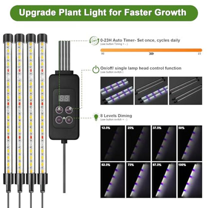 120-Cell Self-Watering Seed Starter Tray with Grow Light, Indoor Seed Starting Kit Trays with Heat Mat, Adjustable Brightness Plant Germination Trays Growing Kit with 4.13" Humidity Dome for Seed Grow
