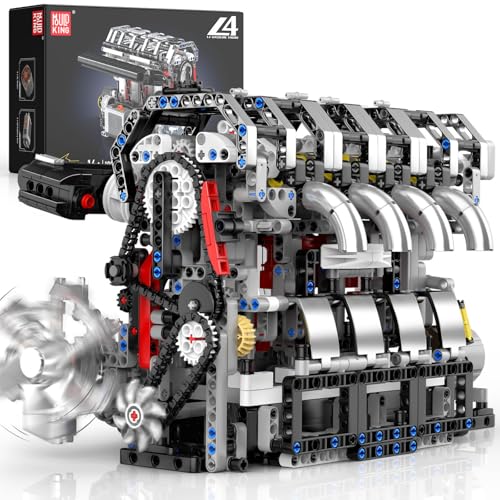 Mould King 10087 L4 Engine Model Building Blocks Kit for Adults, Build Your Own Cars Engine that Works, DIY STEM Toy for 14+ Teens(1897 Pcs) - style: L4 Engine