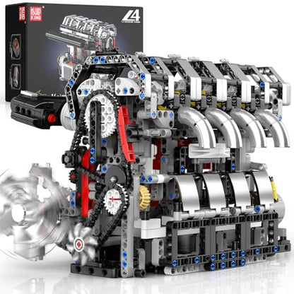 Mould King 10087 L4 Engine Model Building Blocks Kit for Adults, Build Your Own Cars Engine that Works, DIY STEM Toy for 14+ Teens(1897 Pcs) - style: L4 Engine