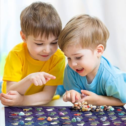 Rock Collection 48PCS, Natural Crystals & Gemstones, STEM Toy - color: 48 Rocks