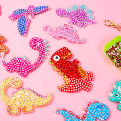 Labeol Diamond Art Kits for Kids with 5D Diamond Creat Your Own GEM Keychains Arts and Crafts for Kids Ages 8-12 Christmas Stocking Birthday Gifts for Kids 6+ - style: Dinosaur