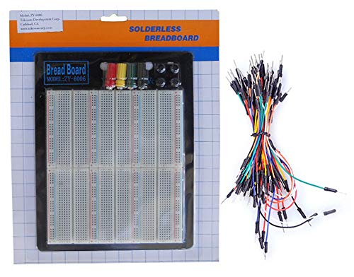 TEKTRUM EXTERNALLY Powered SOLDERLESS 2200 TIE-Points Experiment Plug-in BREADBOARD with Aluminum Back Plate and Jumper Wires for Proto-Typing Circuit - size: 2200 TIE-POINTS