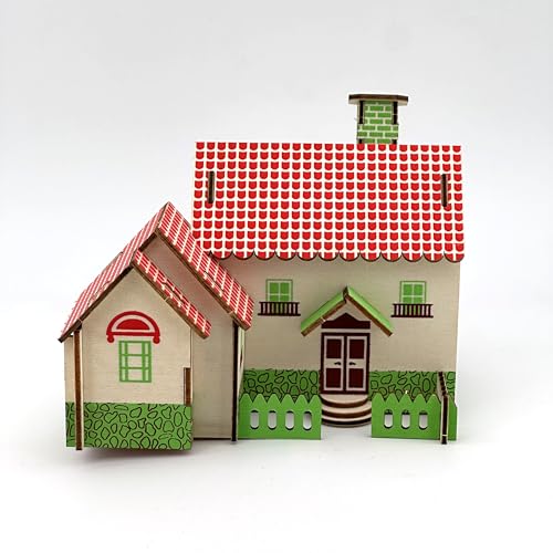 Log Cabin 3D Wooden House Puzzle,DIY Mini Building Model Kit，014 - color: 014