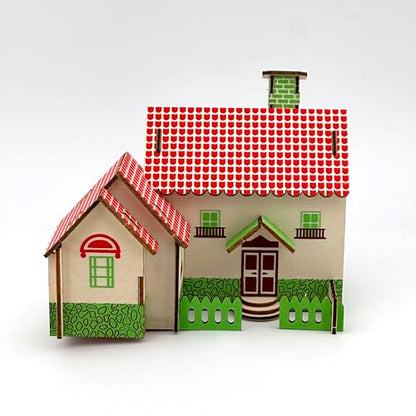 Log Cabin 3D Wooden House Puzzle,DIY Mini Building Model Kit，014 - color: 014