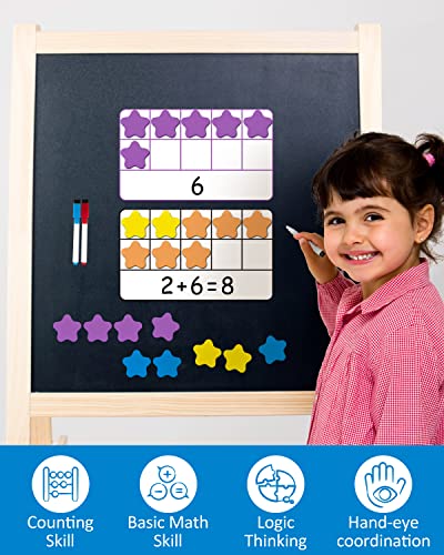 Coogam Magnetic Ten-Frame Set, Math Manipulative EVA Number Counting Games, Montessori Educational Toy Gift for Kindergarten Classroom Kids 3 4 5 Year Old - style: five-pointed star