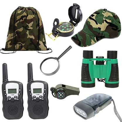 Outdoor Adventure Set for Kids - Camouflage Camping Exploration Toys with Walkie-Talkies - Backyard Explorer Gear for Boys and Girls