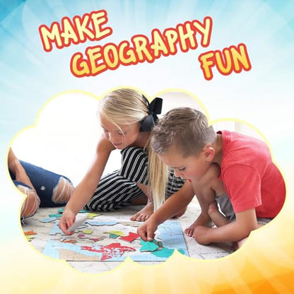 GeoPuzzle 6 Sets Individual Jigsaw Puzzles, Map Puzzle for Kids Ages 6 &Up - color: 6 Sets-individual