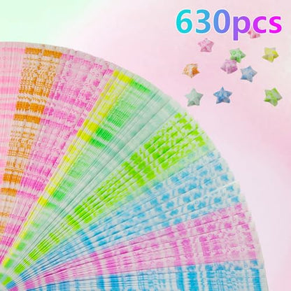 Jtnohx Luminous Origami Star Paper Strips Luminous Origami Rose 630 Sheets - color: rose