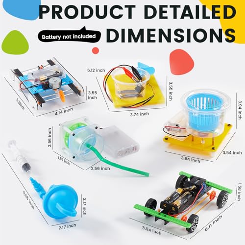 6-in-1 STEM Home Lab Science Kit for Kids Age 8-12, Boys & Girls 9 10 11 13 14 Year Old Educational Adventure Set: Tank & Car Building, Saltwater Generator | Perfect Birthday & Learning Gift for Kids