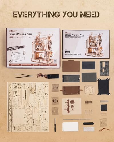 3D Puzzles for Adults - Wooden Puzzles for Adults, Classic Printing Press Building Kits, Wood Puzzles