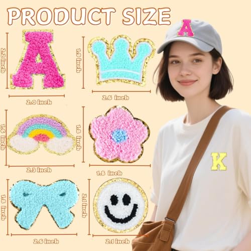 Chenille Letter Patches 134Pcs Self Adhesive Stickers for Clothes Backpacks - color: 134 Pcs Letter Patches