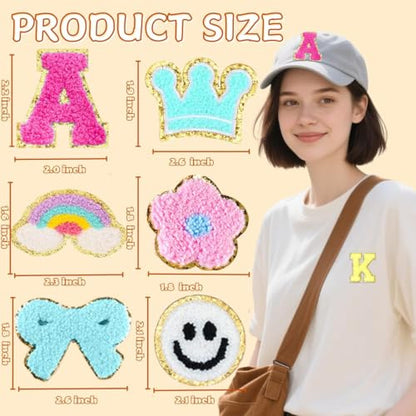 Chenille Letter Patches 134Pcs Self Adhesive Stickers for Clothes Backpacks - color: 134 Pcs Letter Patches