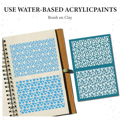 4Pcs 4 Styles Clay Large Silkscreen Leaf Silk Screen Stencils 3.9 x 6 Inch Leaves Pattern Reusable Nylon Printing Stencil for Polymer Clay Wood Fabric Jewelry Making Supplies DIY Crafts - color: Leaf