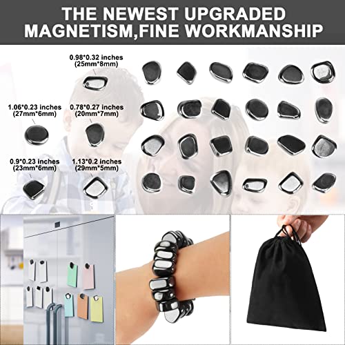 24Pcs Black Fridge Hematite Magnetic Stones Kit, DIY Irregular Polished Refrigerator Magnets for Home Office Kitchen, Educational Science Kit for Wall Stickers, Building Gadgets for Gift - color: Black