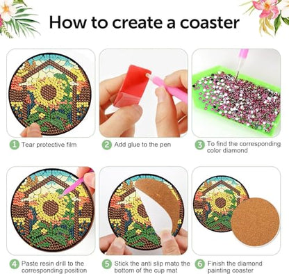 8 Pcs Fall Diamond Art Coasters Kits for Adults Diamond Coasters 4x4in - color: Fall Coasters, size: 8 Pcs 4x4in